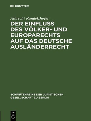 cover image of Der Einfluß des Völker- und Europarechts auf das deutsche Ausländerrecht